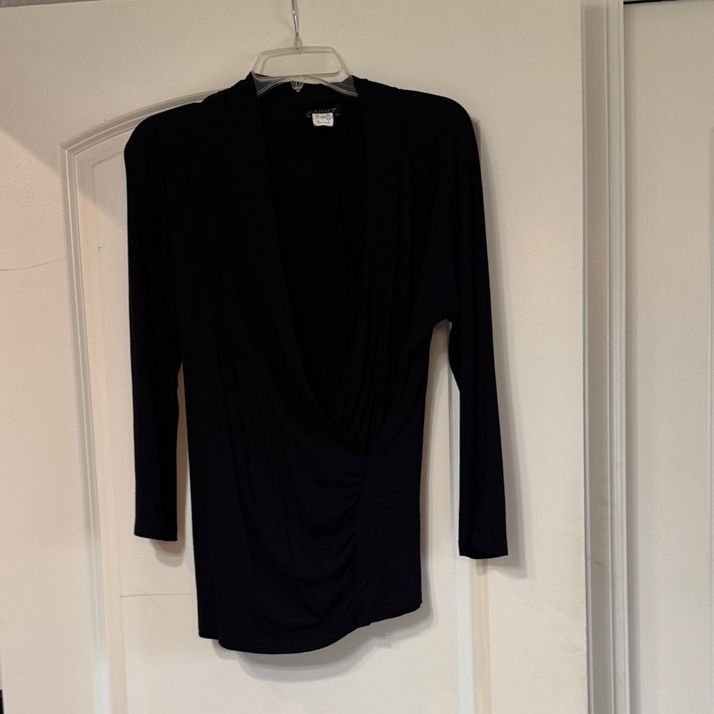 VENUS Black Drape Front Blouse